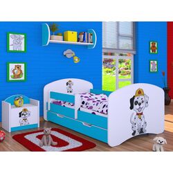 Pat Happy Babies Happy Fire Dog L04 cu sertar 80x160 (White/Blue)