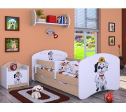 Pat Happy Babies Happy Fire Dog L04 cu sertar 80x160 (White/Light Pear)