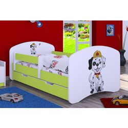 Pat Happy Babies Happy Fire Dog L04 cu sertar 80x160 (White/Pastel Green) Thumb