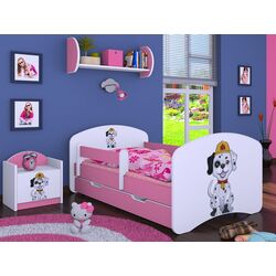 Pat Happy Babies Happy Fire Dog L04 cu sertar 80x160 (White/Pink)