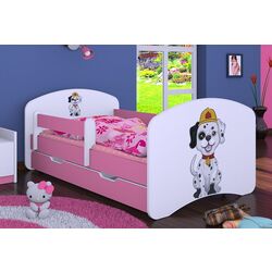 Pat Happy Babies Happy Fire Dog L04 cu sertar 80x160 (White/Pink) Thumb