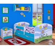 Pat Happy Babies Happy Flower And Butterfly L08 cu sertar 90x190 (White/Blue)