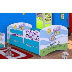 Pat Happy Babies Happy Flower And Butterfly L08 cu sertar 90x190 (White/Blue) Thumb