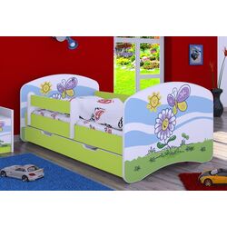 Кровать Happy Babies Happy Flower And Butterfly L08 с ящиком 90x190 (White/Pastel Green) Thumb