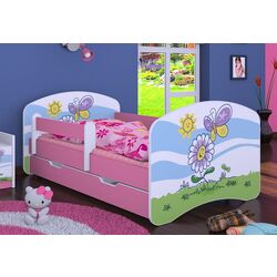 Pat Happy Babies Happy Flower And Butterfly L08 cu sertar 90x190 (White/Pink) Thumb