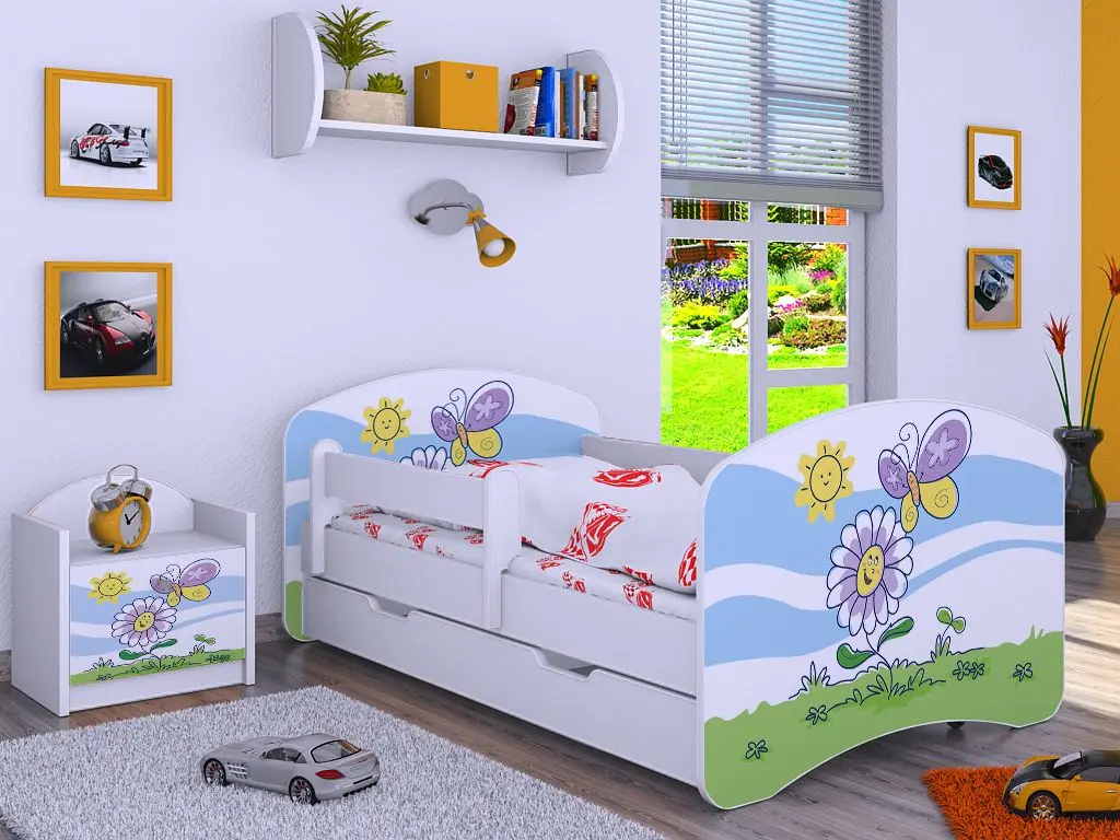 Pat Happy Babies Happy Flower And Butterfly L08 cu sertar 90x190 (White)