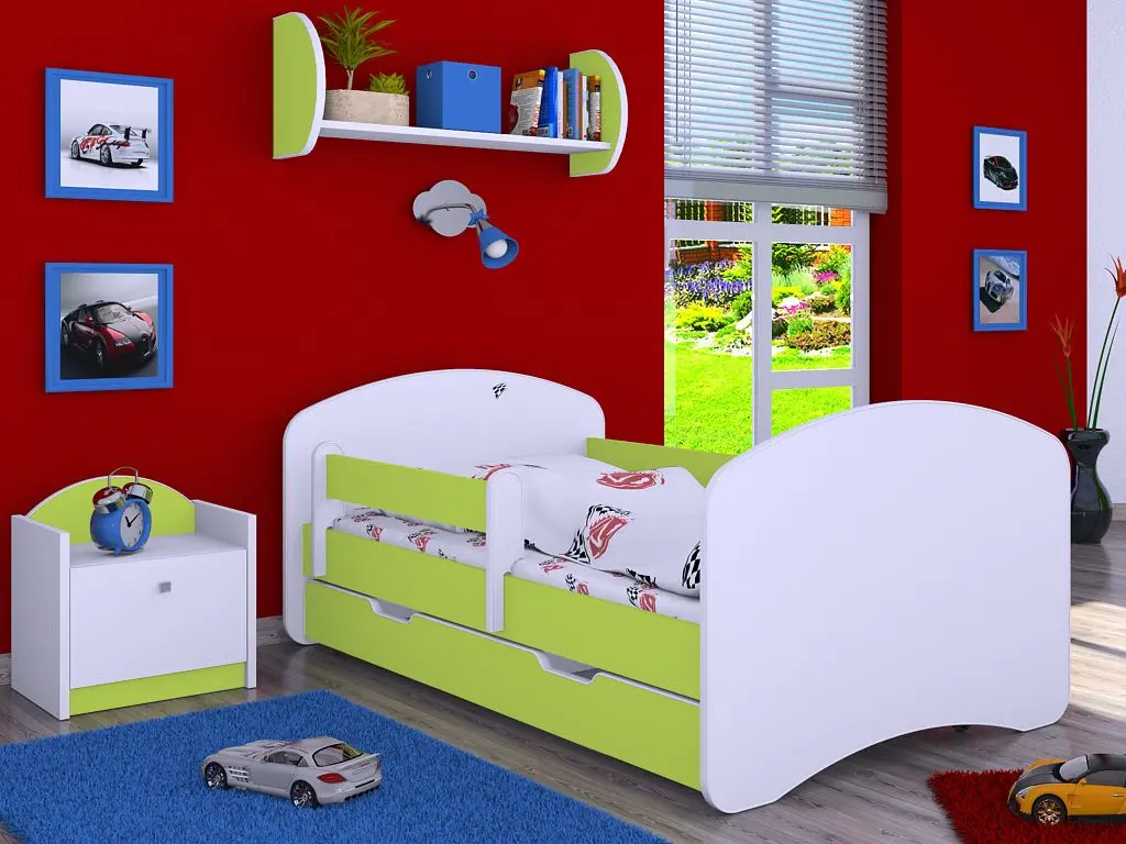 Кровать Happy Babies Happy L02 с ящиком 70x140 (White/Pastel Green)