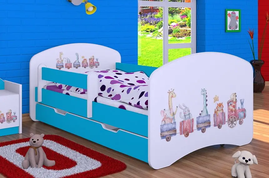 Pat Happy Babies Happy Pastel Animals L06 cu sertar 90x180 (White/Blue)