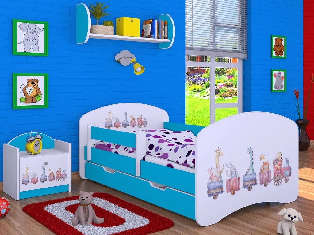 Pat Happy Babies Happy Pastel Animals L06 cu sertar 90x180 (White/Blue)