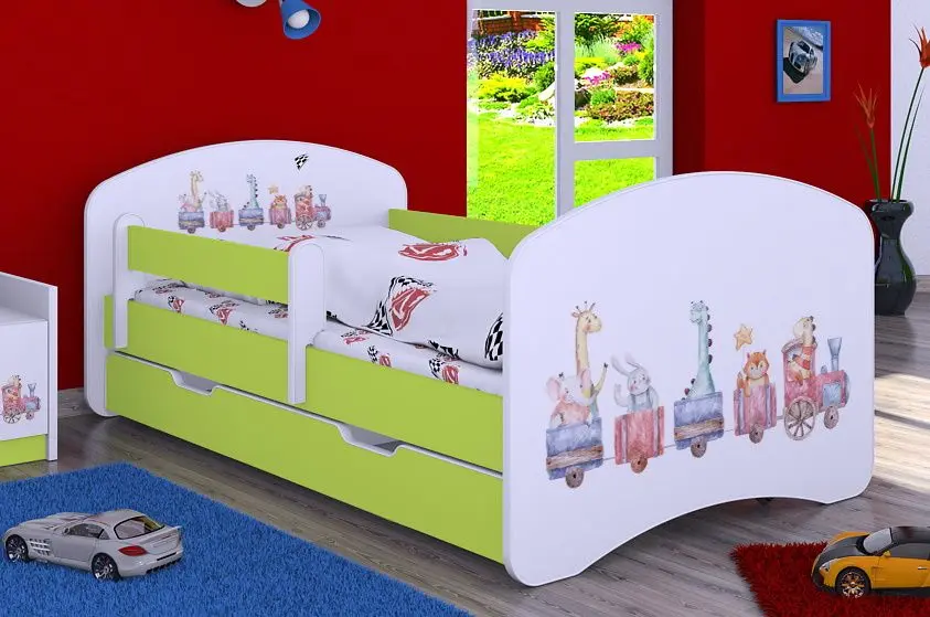 Pat Happy Babies Happy Pastel Animals L06 cu sertar 90x180 (White/Pastel Green)