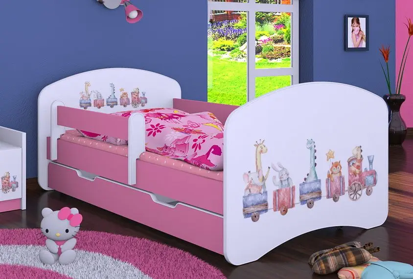 Pat Happy Babies Happy Pastel Animals L06 cu sertar 90x180 (White/Pink)