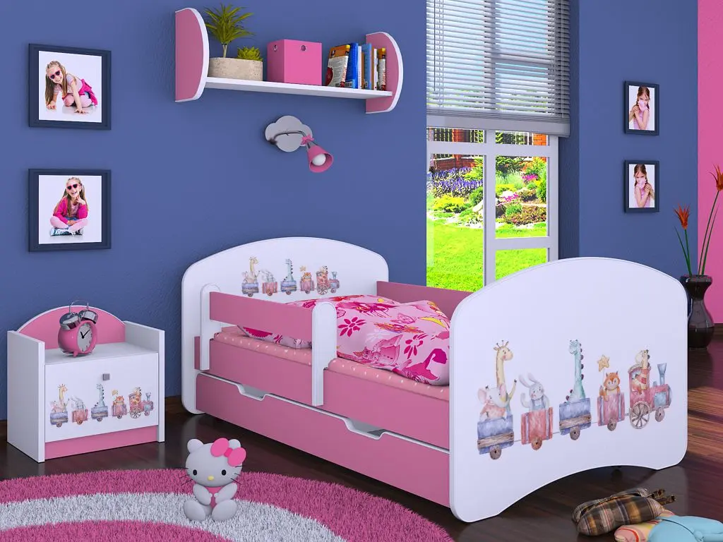 Pat Happy Babies Happy Pastel Animals L06 cu sertar 90x180 (White/Pink)