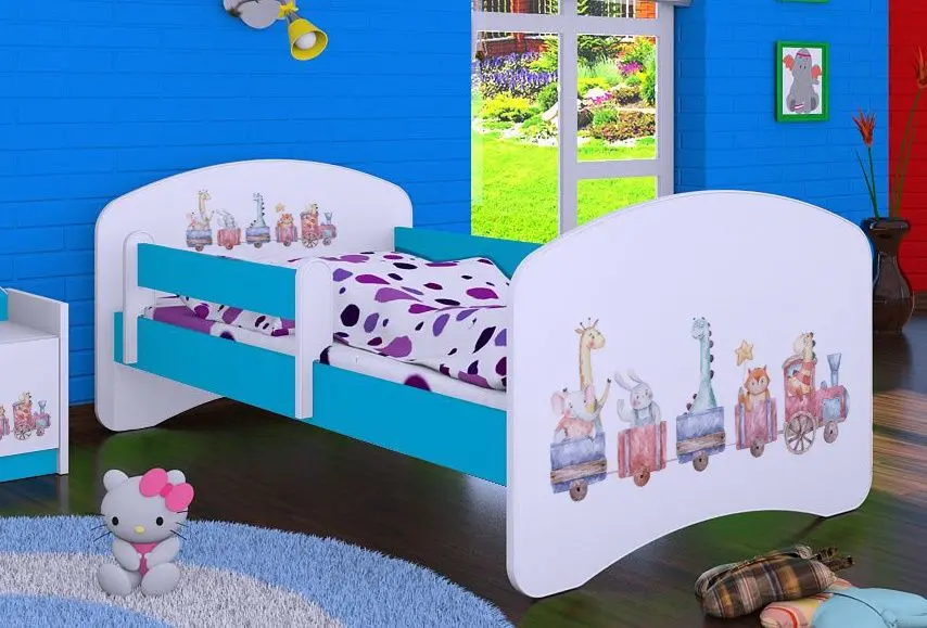 Кровать Happy Babies Happy Pastel Animals L07 90x190 (White/Blue)