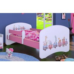 Кровать Happy Babies Happy Pastel Animals L07 90x190 (White/Pink) Thumb