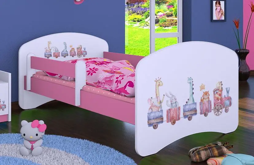 Кровать Happy Babies Happy Pastel Animals L07 90x190 (White/Pink)