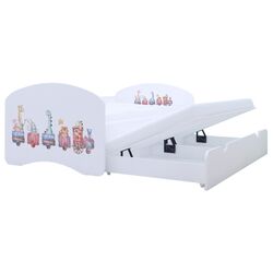 Pat Happy Babies Happy Pastel Animals cu pat retractabil 80x160 (White) Thumb