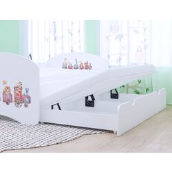 Pat Happy Babies Happy Pastel Animals cu pat retractabil 80x160 (White) Thumb