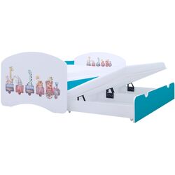 Pat Happy Babies Happy Pastel Animals cu pat retractabil 80x160 (White/Blue) Thumb