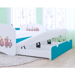 Pat Happy Babies Happy Pastel Animals cu pat retractabil 80x160 (White/Blue) Thumb