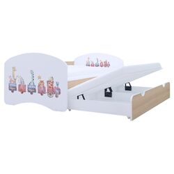 Pat Happy Babies Happy Pastel Animals cu pat retractabil 80x160 (White/Light Pear) Thumb