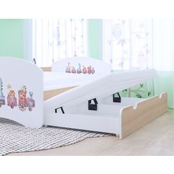 Pat Happy Babies Happy Pastel Animals cu pat retractabil 80x160 (White/Light Pear) Thumb