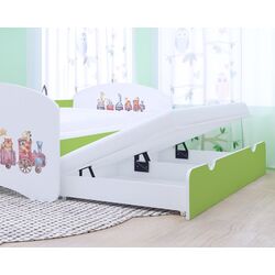 Pat Happy Babies Happy Pastel Animals cu pat retractabil 80x160 (White/Pastel Green) Thumb