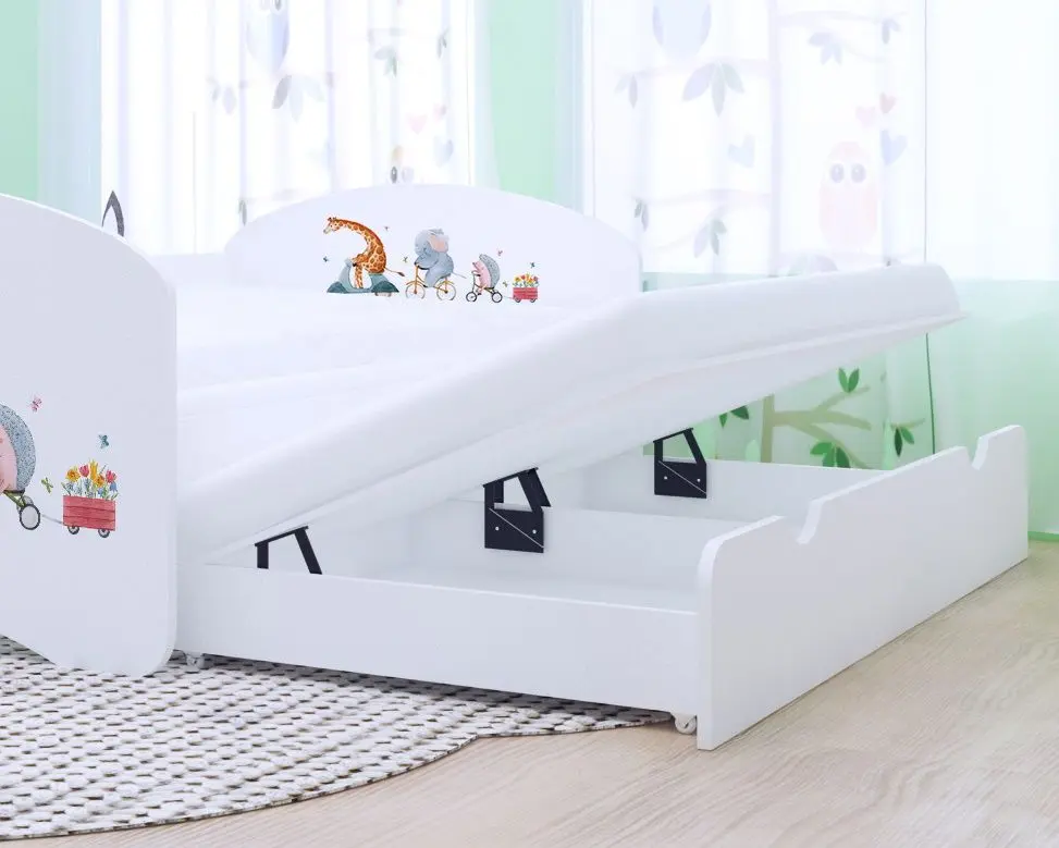 Pat Happy Babies Happy Pets cu pat retractabil 80x160 (White)