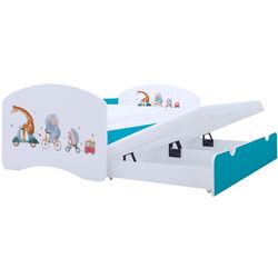 Pat Happy Babies Happy Pets cu pat retractabil 80x160 (White/Blue) Thumb