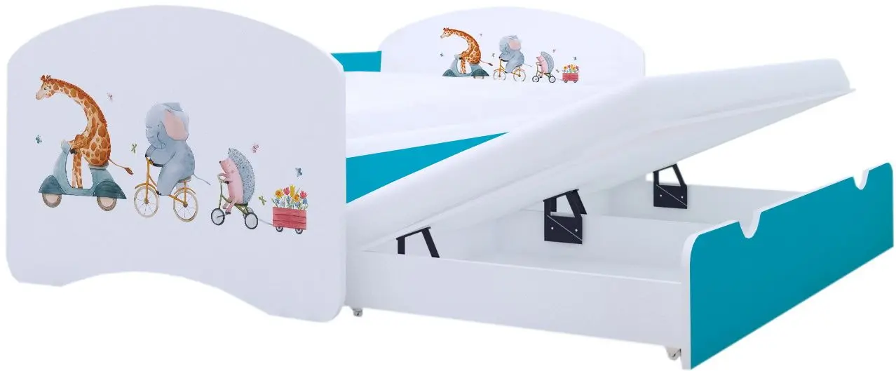 Pat Happy Babies Happy Pets cu pat retractabil 80x160 (White/Blue)