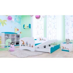 Pat Happy Babies Happy Pets cu pat retractabil 80x160 (White/Blue)