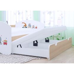 Pat Happy Babies Happy Pets cu pat retractabil 80x160 (White/Light Pear) Thumb