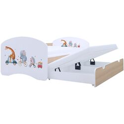 Pat Happy Babies Happy Pets cu pat retractabil 80x160 (White/Light Pear) Thumb