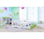 Pat Happy Babies Happy Pets cu pat retractabil 80x160 (White/Pastel Green)