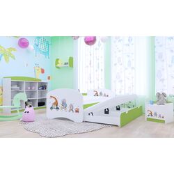 Pat Happy Babies Happy Pets cu pat retractabil 80x160 (White/Pastel Green)