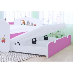 Pat Happy Babies Happy Pets cu pat retractabil 80x160 (White/Pink) Thumb