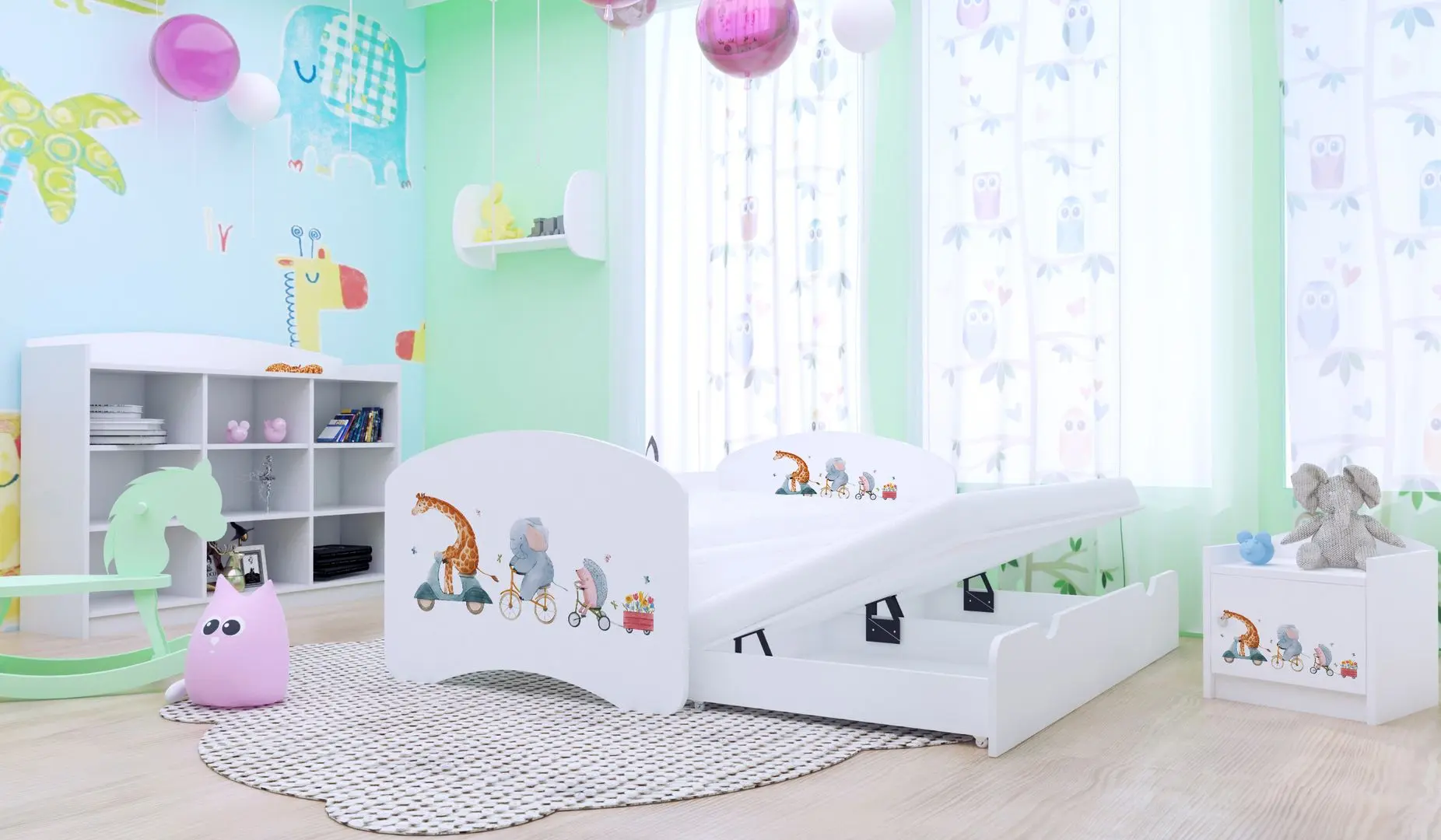 Pat Happy Babies Happy Pets cu pat retractabil 80x160 (White)