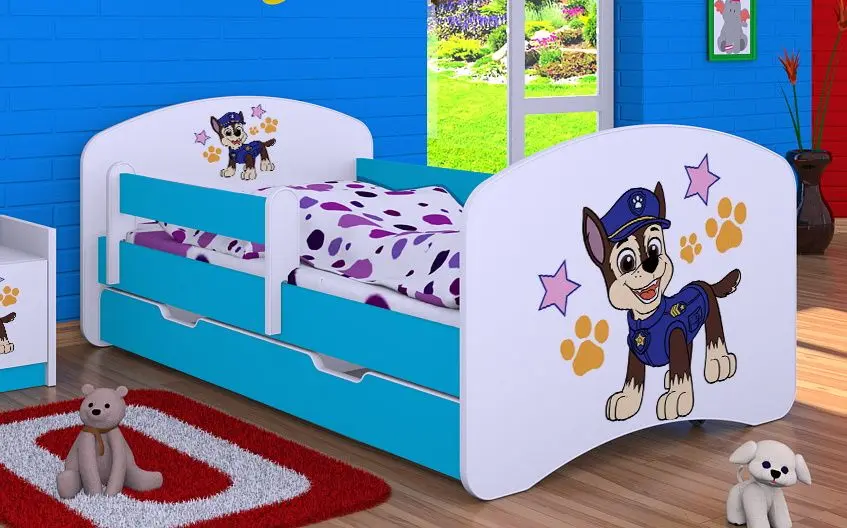 Pat Happy Babies Happy Police Dog L02 cu sertar 70x140 (White/Blue)