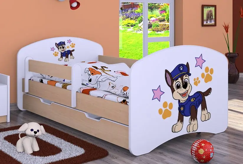 Pat Happy Babies Happy Police Dog L02 cu sertar 70x140 (White/Light Pear)