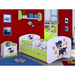 Pat Happy Babies Happy Police Dog L02 cu sertar 70x140 (White/Pastel Green)