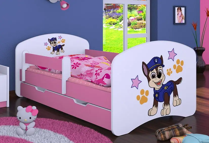 Pat Happy Babies Happy Police Dog L02 cu sertar 70x140 (White/Pink)