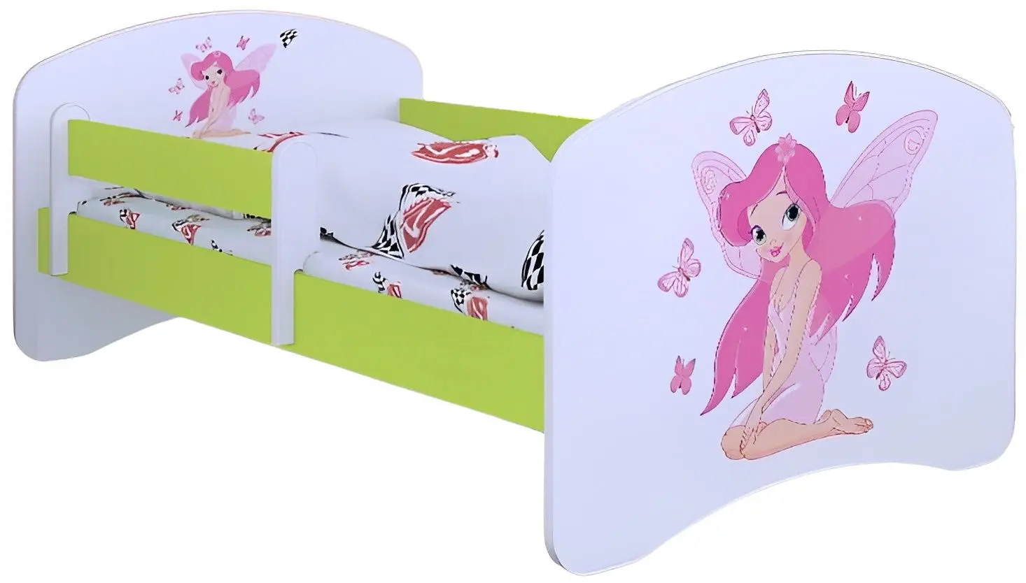 Кровать Happy Babies Happy Princess with Butterflies L01 70x140 (White/Pastel Green)