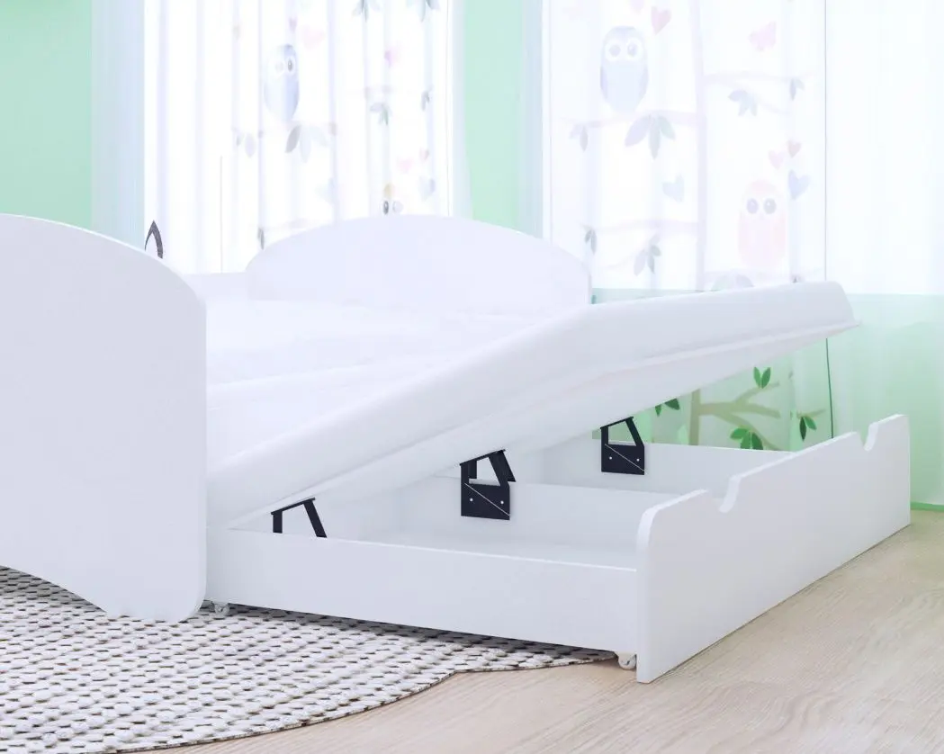 Pat Happy Babies Happy cu pat retractabil 80x160 (White)