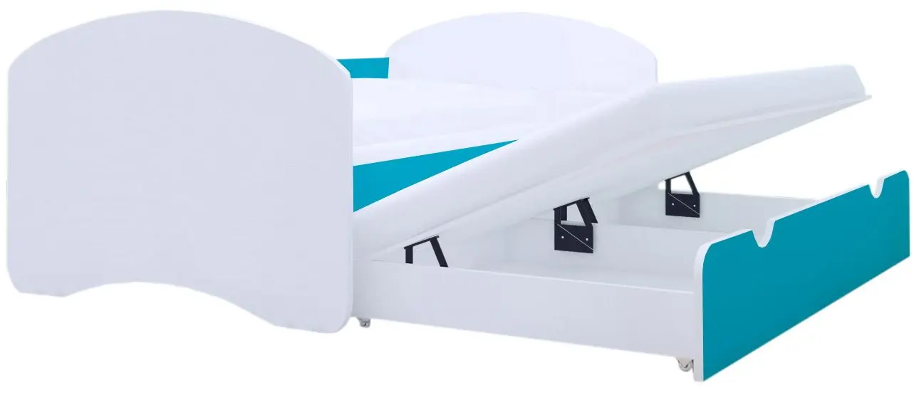 Pat Happy Babies Happy cu pat retractabil 80x160 (White/Blue)