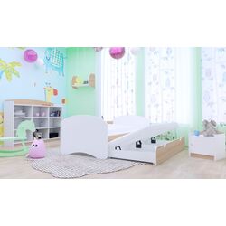 Pat Happy Babies Happy cu pat retractabil 80x160 (White/Light Pear)