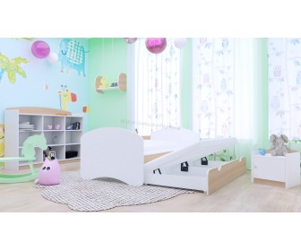 Pat Happy Babies Happy cu pat retractabil 80x160 (White/Light Pear)