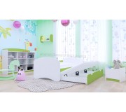 Pat Happy Babies Happy cu pat retractabil 80x160 (White/Pastel Green)