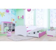 Pat Happy Babies Happy cu pat retractabil 80x160 (White/Pink)