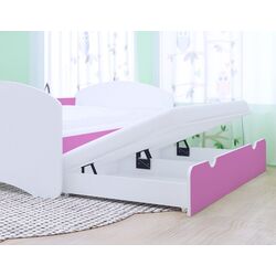 Pat Happy Babies Happy cu pat retractabil 80x160 (White/Pink) Thumb