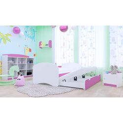 Pat Happy Babies Happy cu pat retractabil 80x160 (White/Pink)