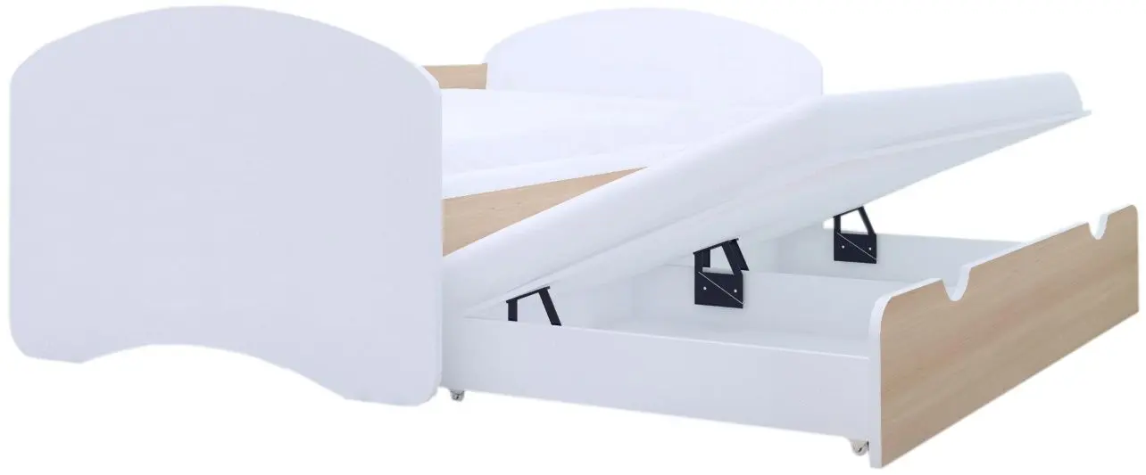 Pat Happy Babies Happy cu pat retractabil 90x180 (White/Light Pear)